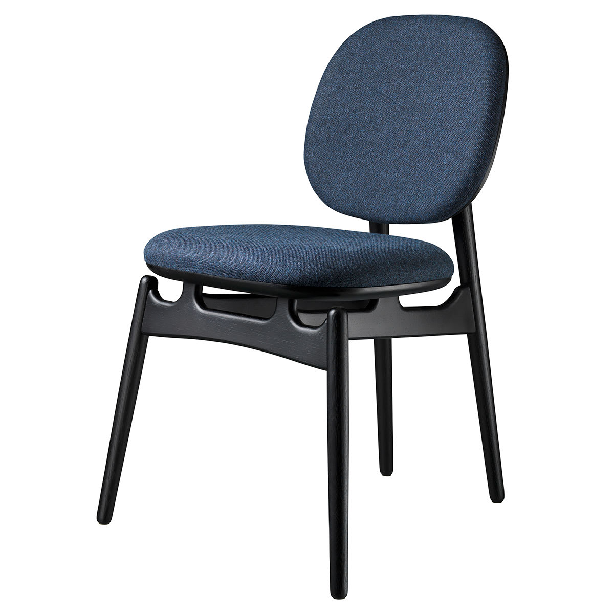 FDB Møbler J161 Krzesło jadalne, czarny dąb/ ciemnoniebieski tekstylny