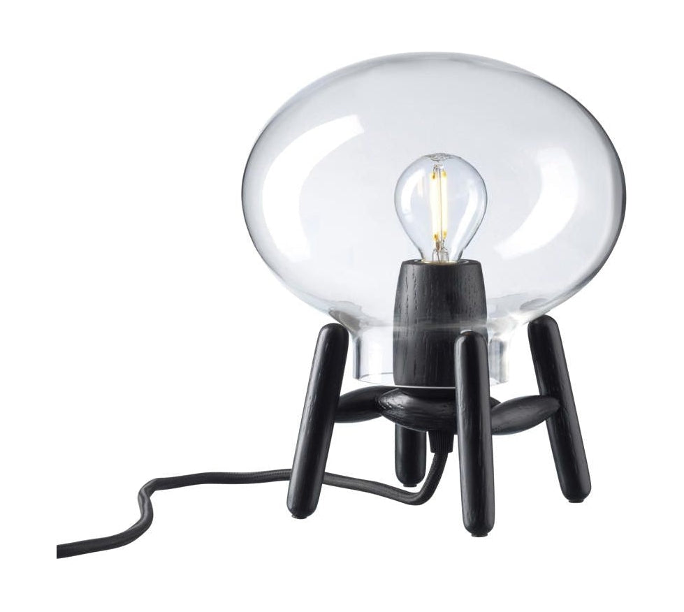 FDB Møbler U6 Mini Lampa stołowa, czarny lakierowany dąb/szklany/czarny kabel