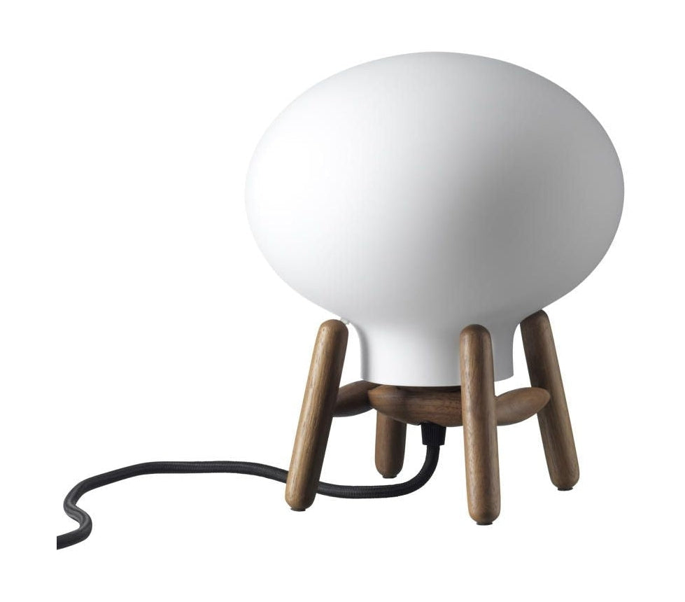 FDB Møbler U6 HITI Mini Lampa stołowa, orzech/opal szklany/czarny kabel