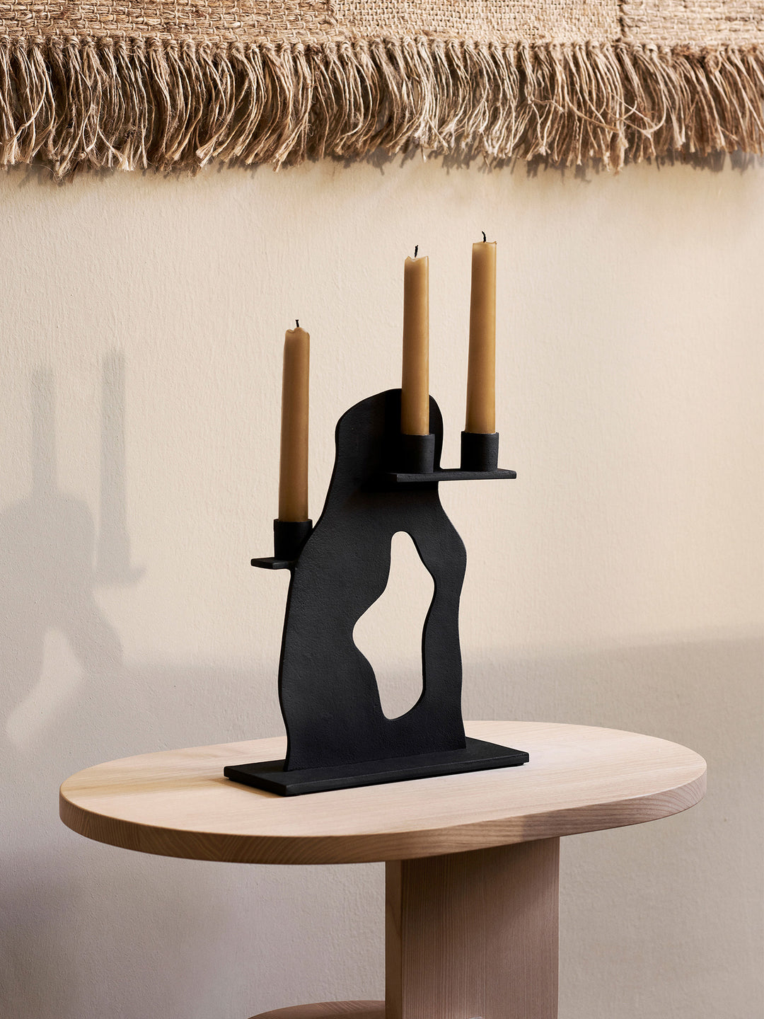 Ferm Living Eroode Candle Holder, Black Aluminium