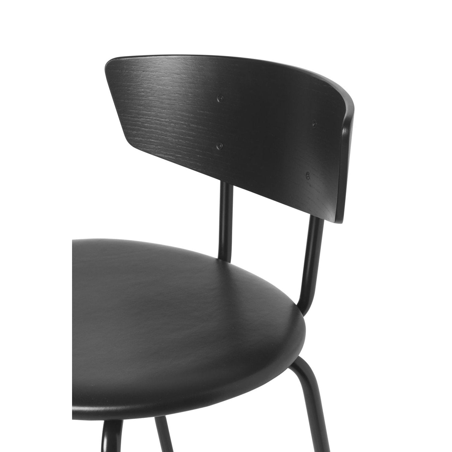 Ferm Living Herman Bar krzesło, czarna/czarna skóra, niska
