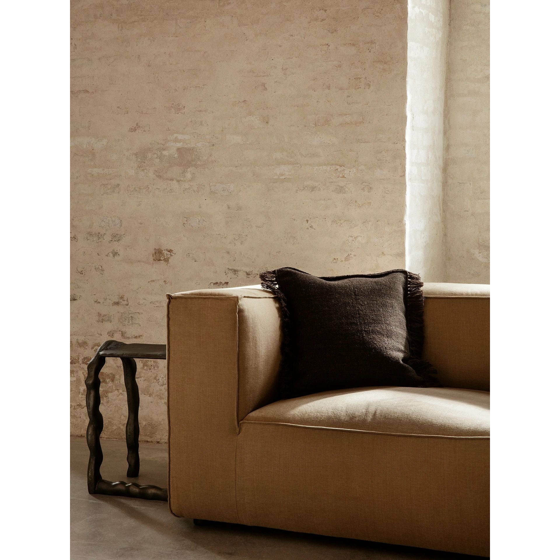 Ferm Living Kelim Fringe Cushion Large, Dark Melange