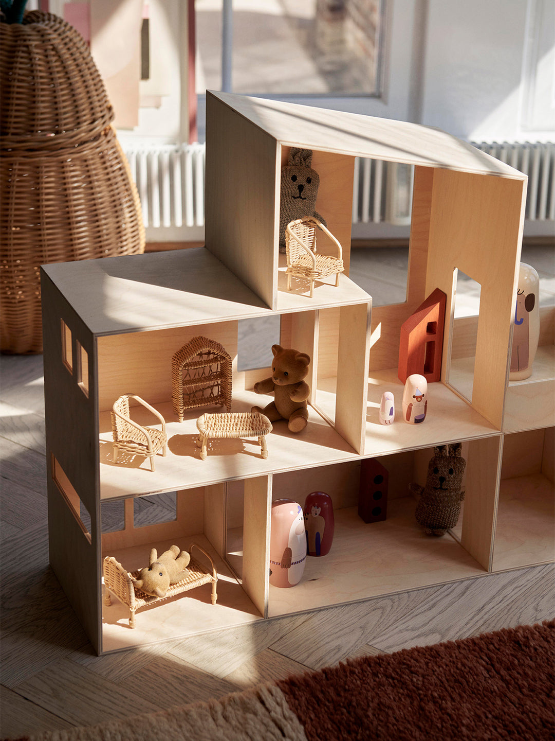 Ferm Living Rattan Dollhouse Meble 5, naturalny