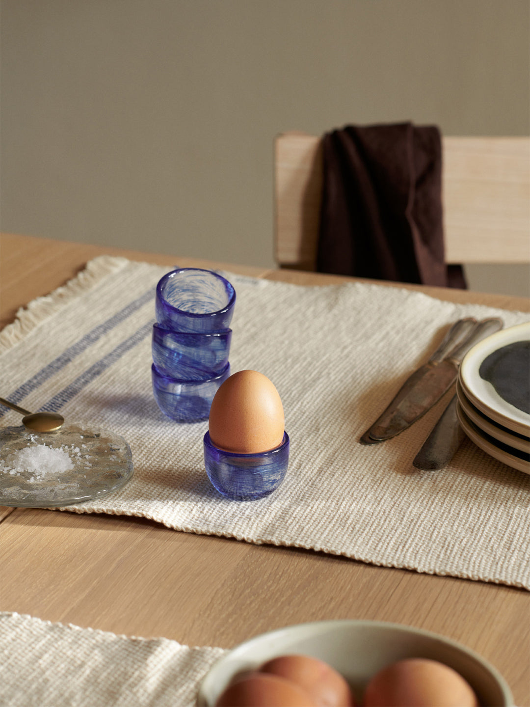 Ferm Living Tinta Egg Cup, zestaw 4 niebieskich