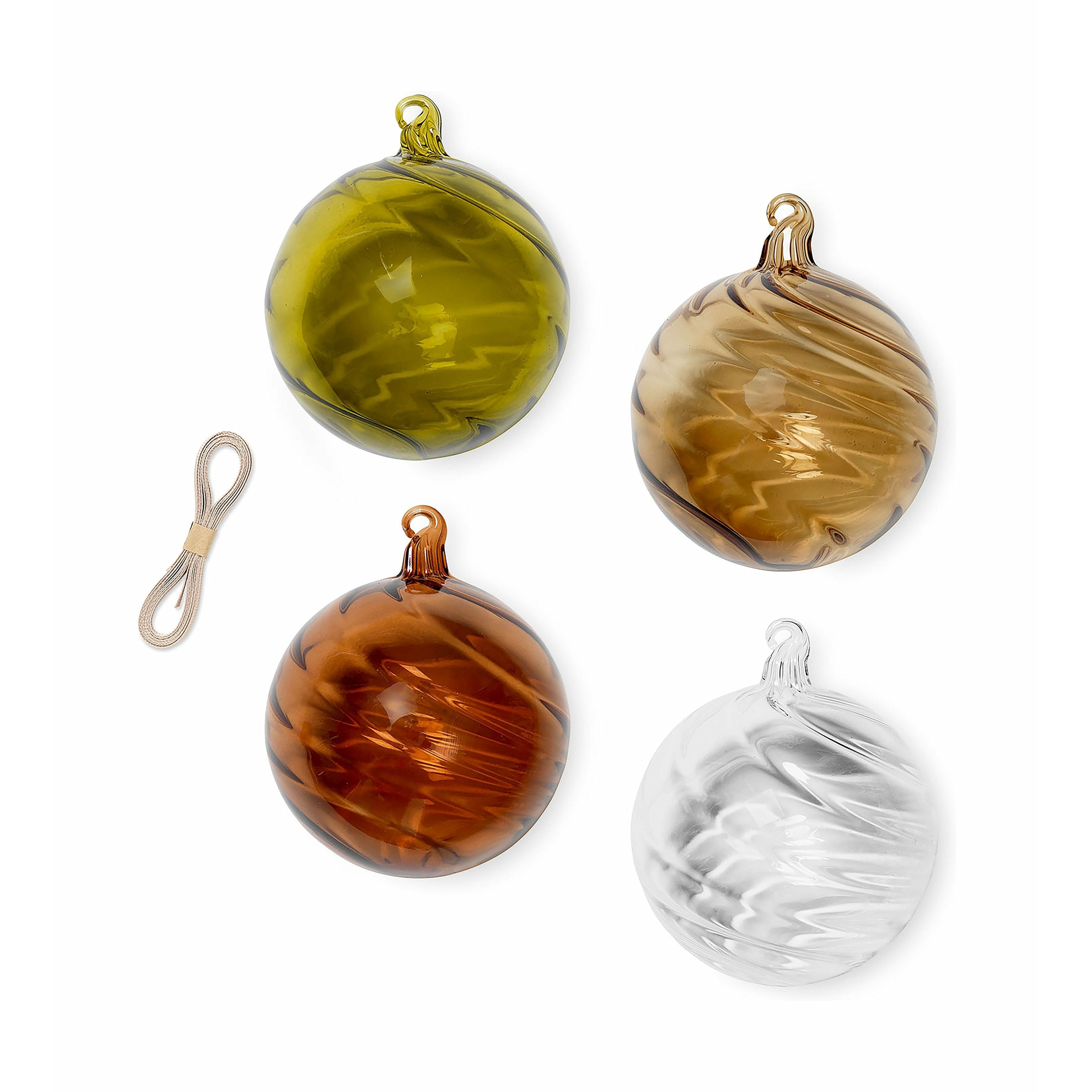 Ferm Living Twirl Ornaments Set Of 4, øx H 10x11 Cm