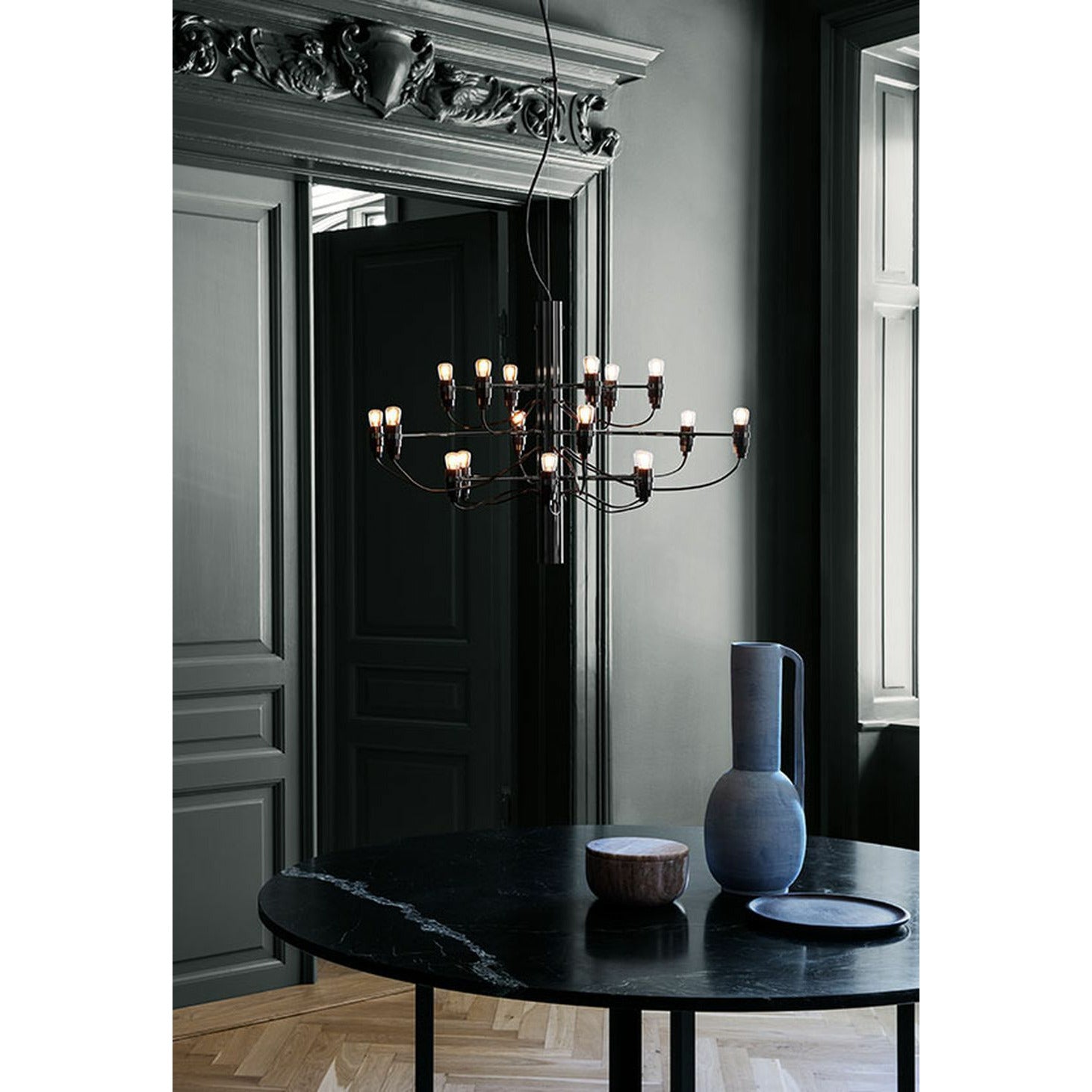 Flos 2097/18 Clear Chandelier, Black Matt