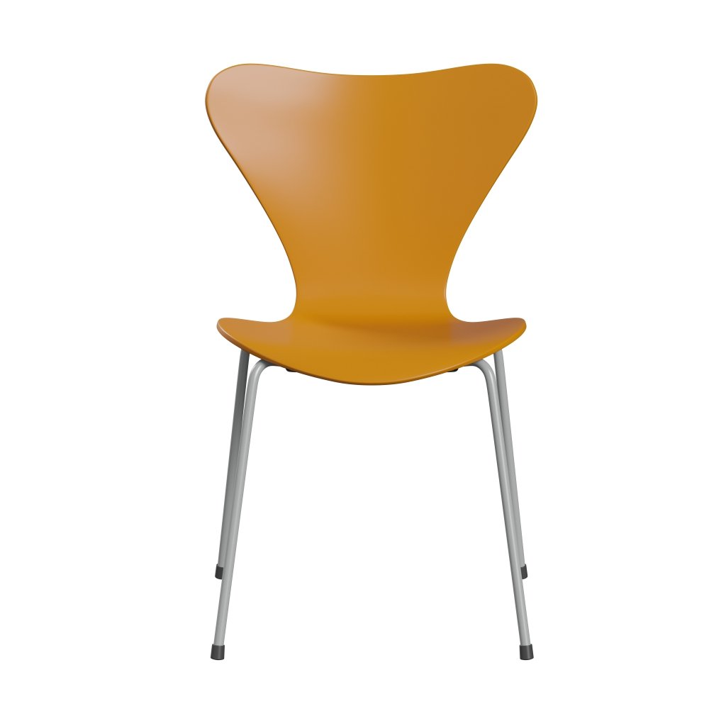 Fritz Hansen 3107 Chair Unupholstered, Nine Grey/Lacquered Burnt Yellow