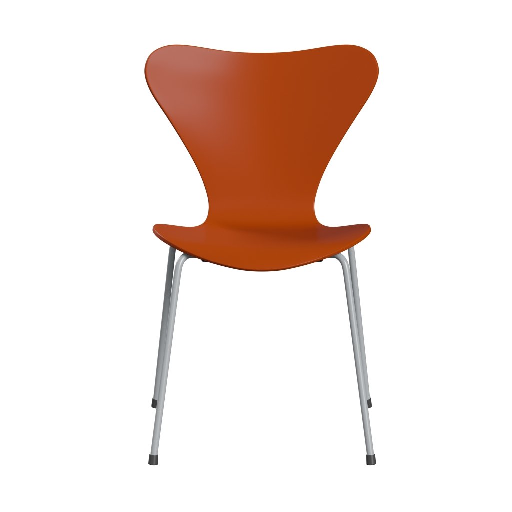 Fritz Hansen 3107 Chair Unupholstered, Silver Grey/Lacquered Paradise Orange