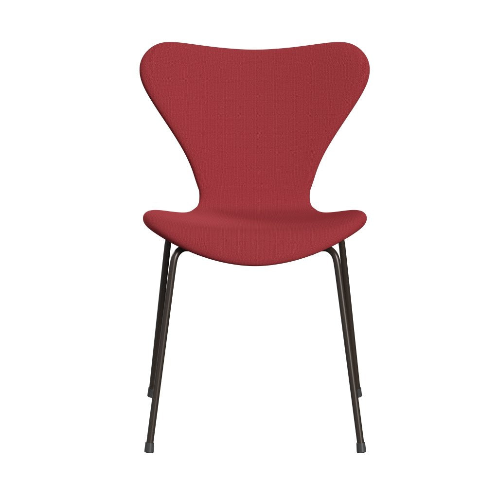 Fritz Hansen 3107 Chair Full Upholstery, Brown Bronze/Capture Instant Red