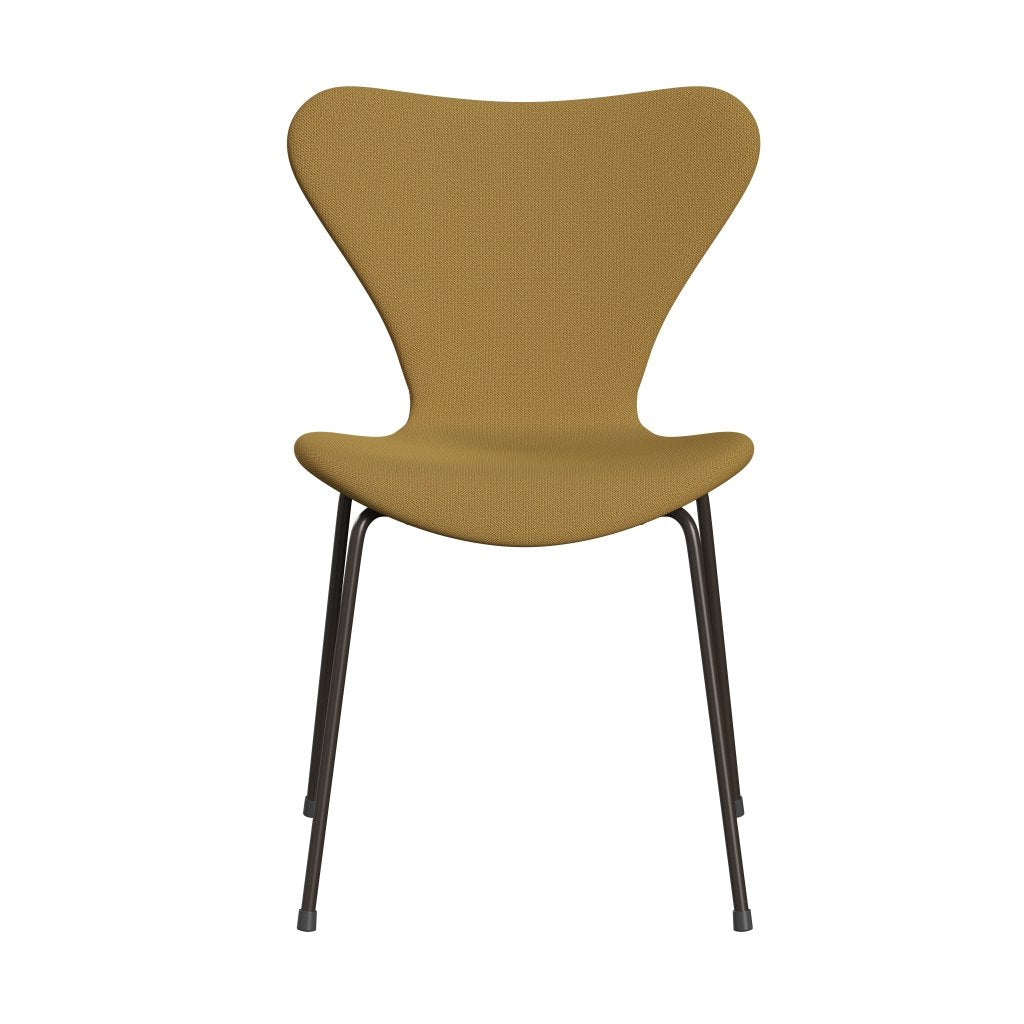 Fritz Hansen 3107 Chair Full Upholstery, Brown Bronze/Capture Mustard Light