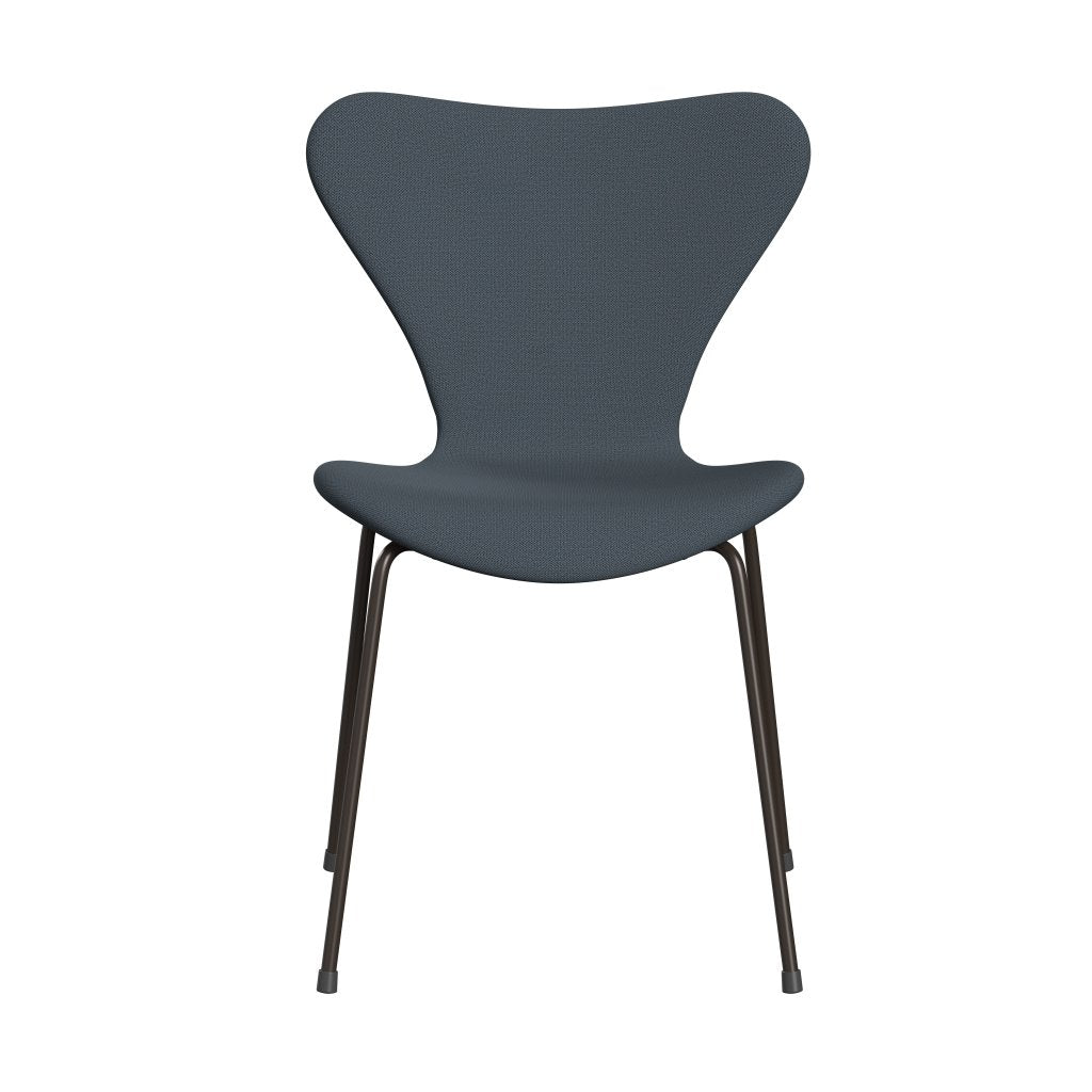 Fritz Hansen 3107 Chair Full Upholstery, Brown Bronze/Capture Petrol Blue