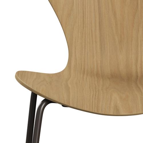 Fritz Hansen 3107 Chair Unupholstered, Brown Bronze/Oak Veneer Natural