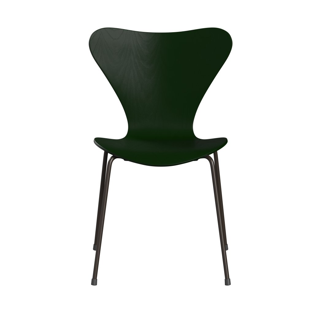 Fritz Hansen 3107 Chair Unupholstered, Brown Bronze/Dyed Ash Evergreen