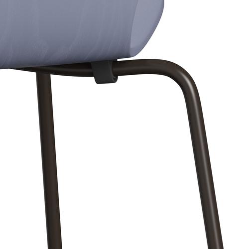 Fritz Hansen 3107 Chair Unupholstered, Brown Bronze/Dyed Ash Lavender Blue