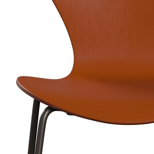 Fritz Hansen 3107 Krzesło niezapicerowane, brązowy brąz/barwiony popiół Paradise Orange