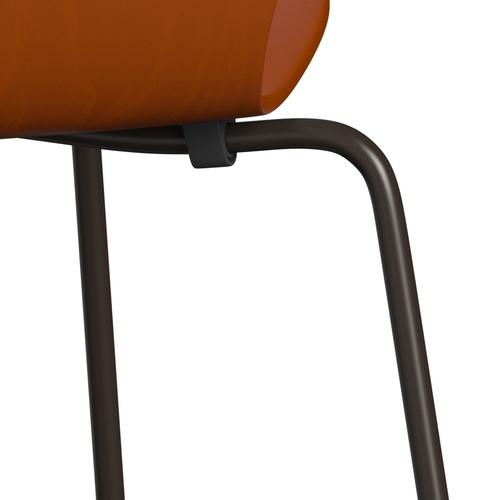 Fritz Hansen 3107 Chair Unupholstered, Brown Bronze/Dyed Ash Paradise Orange