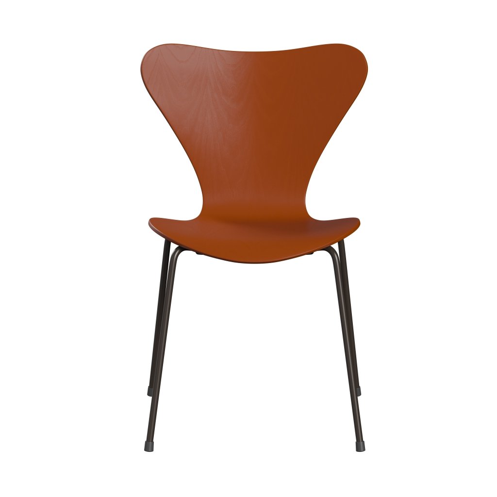 Fritz Hansen 3107 Krzesło niezapicerowane, brązowy brąz/barwiony popiół Paradise Orange