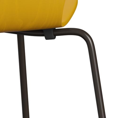 Fritz Hansen 3107 Chair Unupholstered, Brown Bronze/Dyed Ash True Yellow