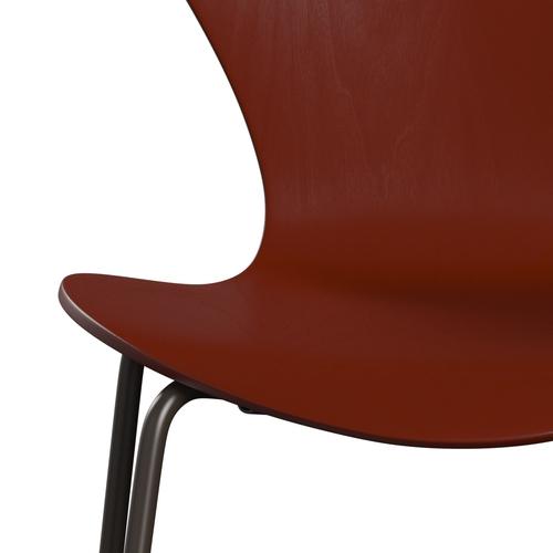 Fritz Hansen 3107 Chair Unupholstered, Brown Bronze/Dyed Ash Venetian Red