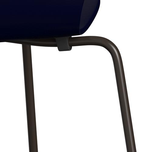 Fritz Hansen 3107 Chair Unupholstered, Brown Bronze/Lacquered Midnight Blue