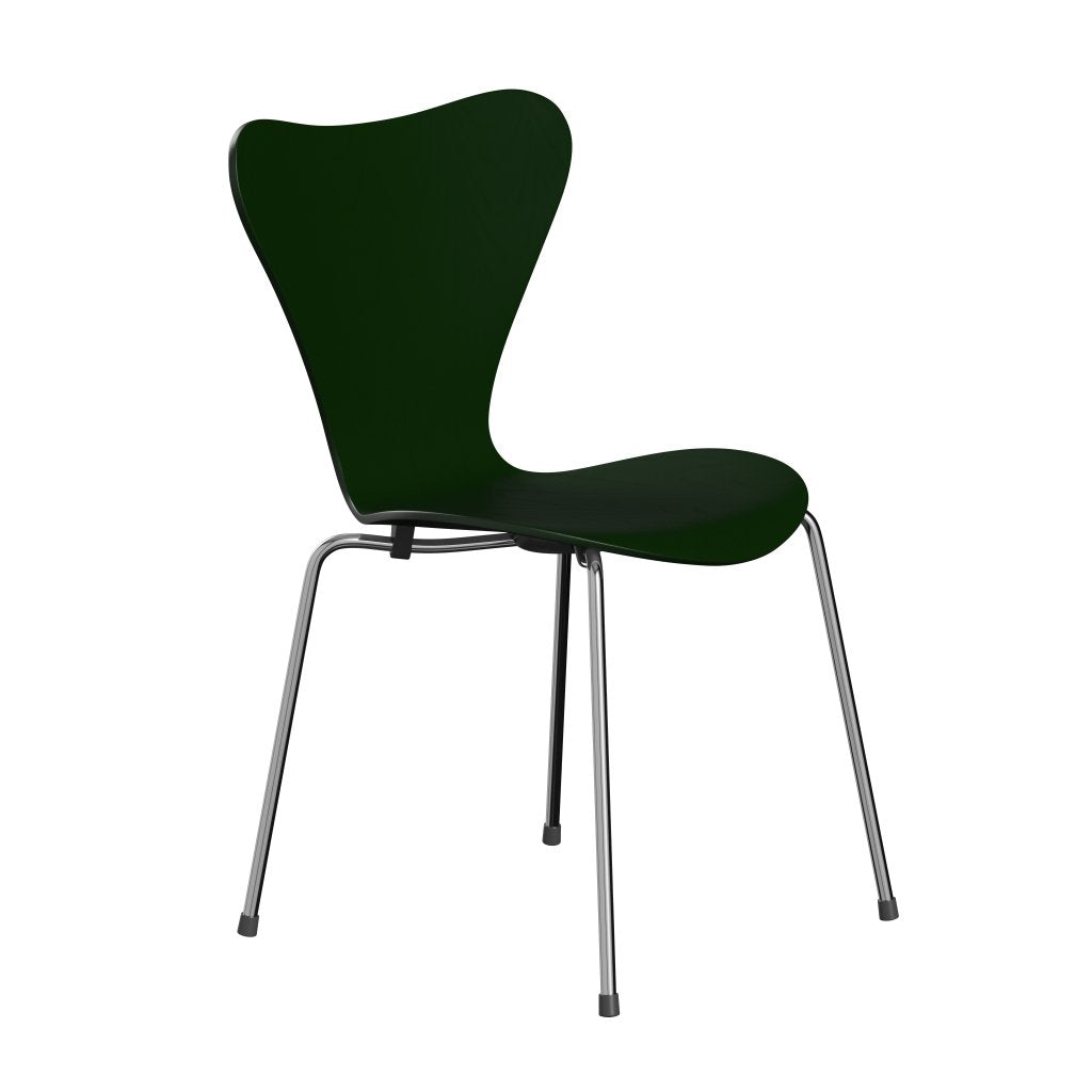 Fritz Hansen 3107 Krzesło bezzapisowe, Chrome/Dyed Ash Evergreen