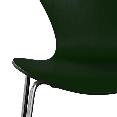 Fritz Hansen 3107 Chair Unupholstered, Chrome/Dyed Ash Evergreen