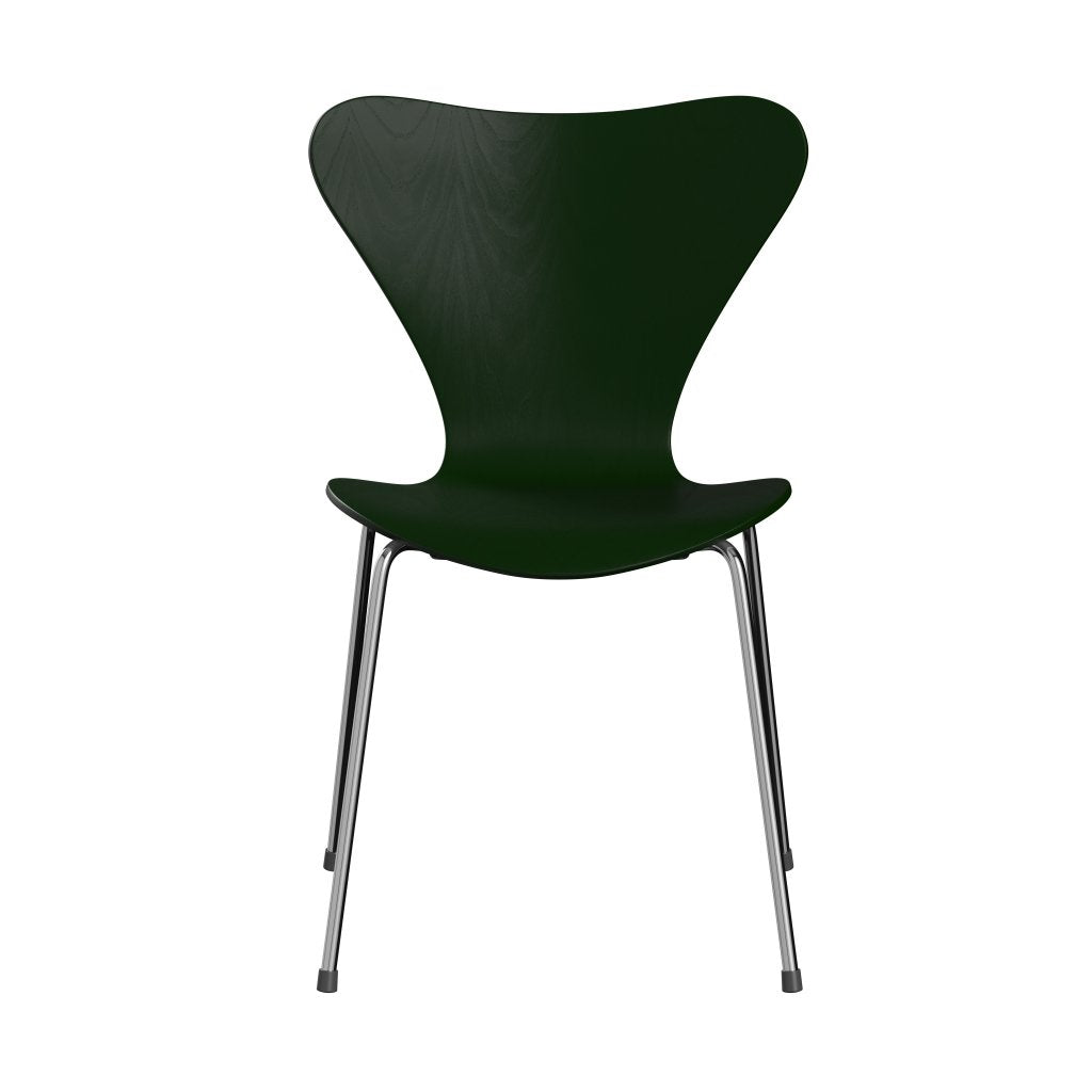 Fritz Hansen 3107 Krzesło bezzapisowe, Chrome/Dyed Ash Evergreen