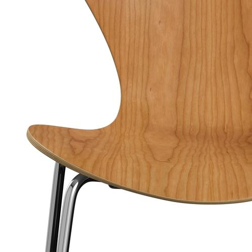 Fritz Hansen 3107 Chair Unupholstered, Chrome/Cherry Veneer Natural