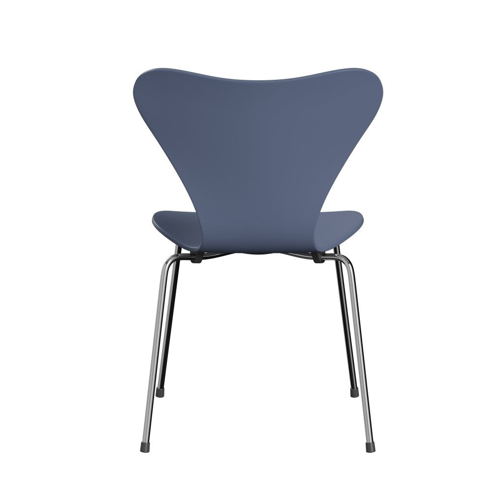 Fritz Hansen 3107 Chair Unupholstered, Chrome/Lacquered Dusk Blue