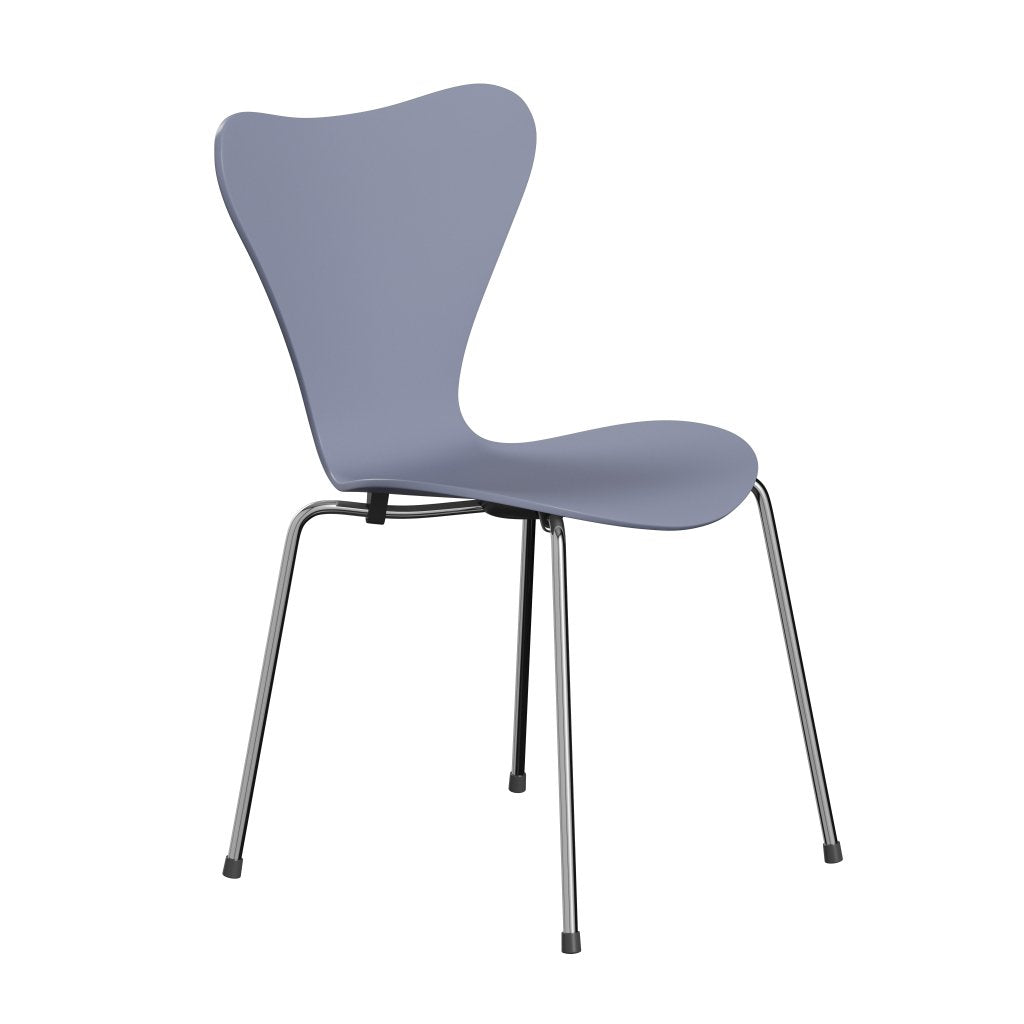 Fritz Hansen 3107 Chair Unupholstered, Chrome/Lacquered Lavender Blue