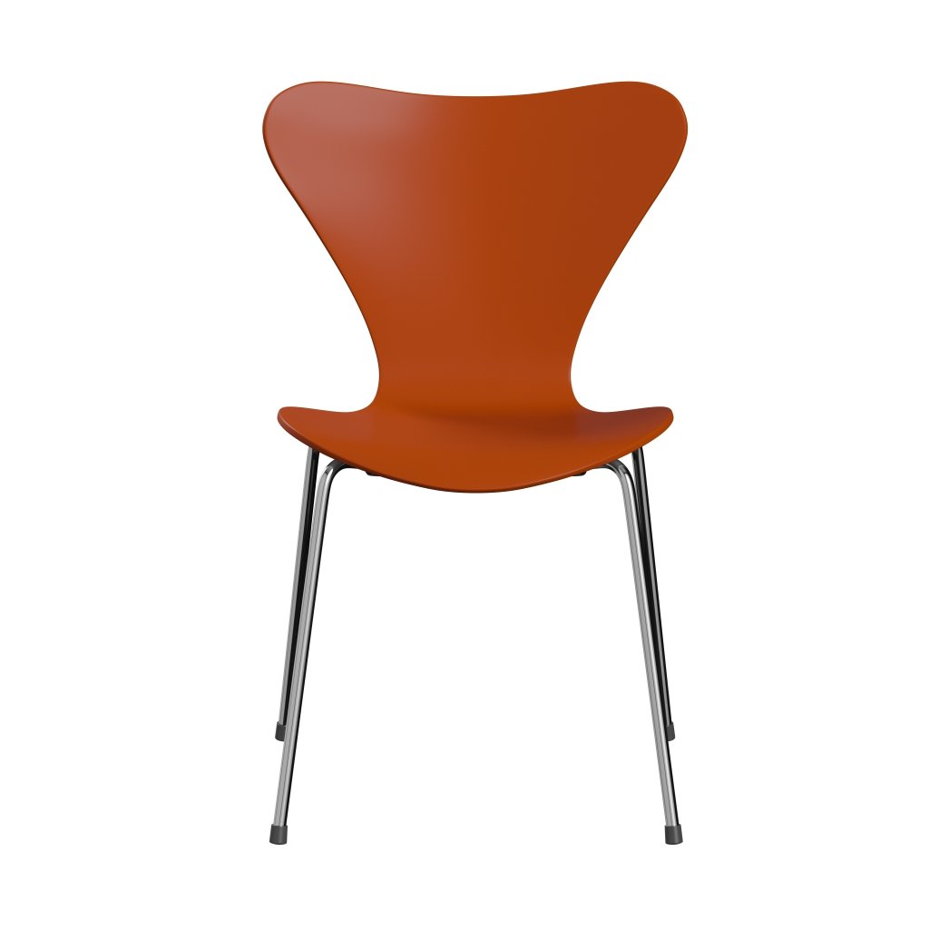 Fritz Hansen 3107 Chair Unupholstered, Chrome/Lacquered Paradise Orange