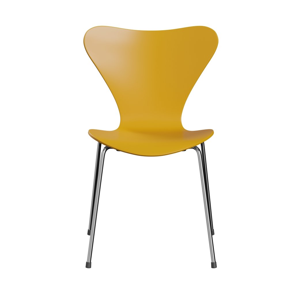 Fritz Hansen 3107 Chair Unupholstered, Chrome/Lacquered True Yellow