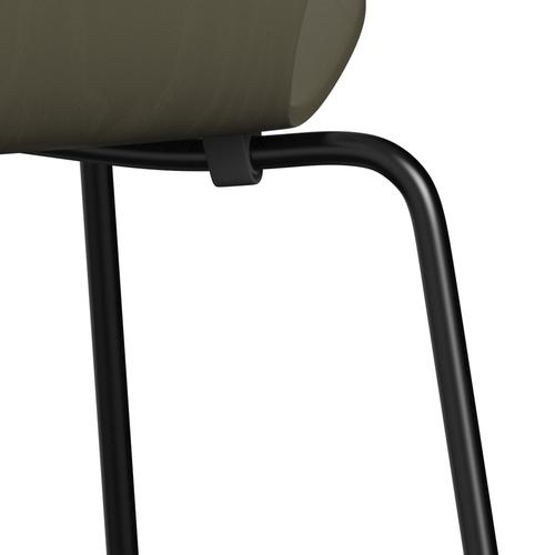 Fritz Hansen 3107 Chair Unupholstered, Black/Dyed Ash Olive Green