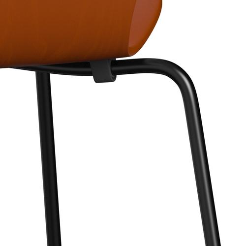 Fritz Hansen 3107 Krzesło Niezapicerowane, czarne/kolorowe popielnice Paradise Orange