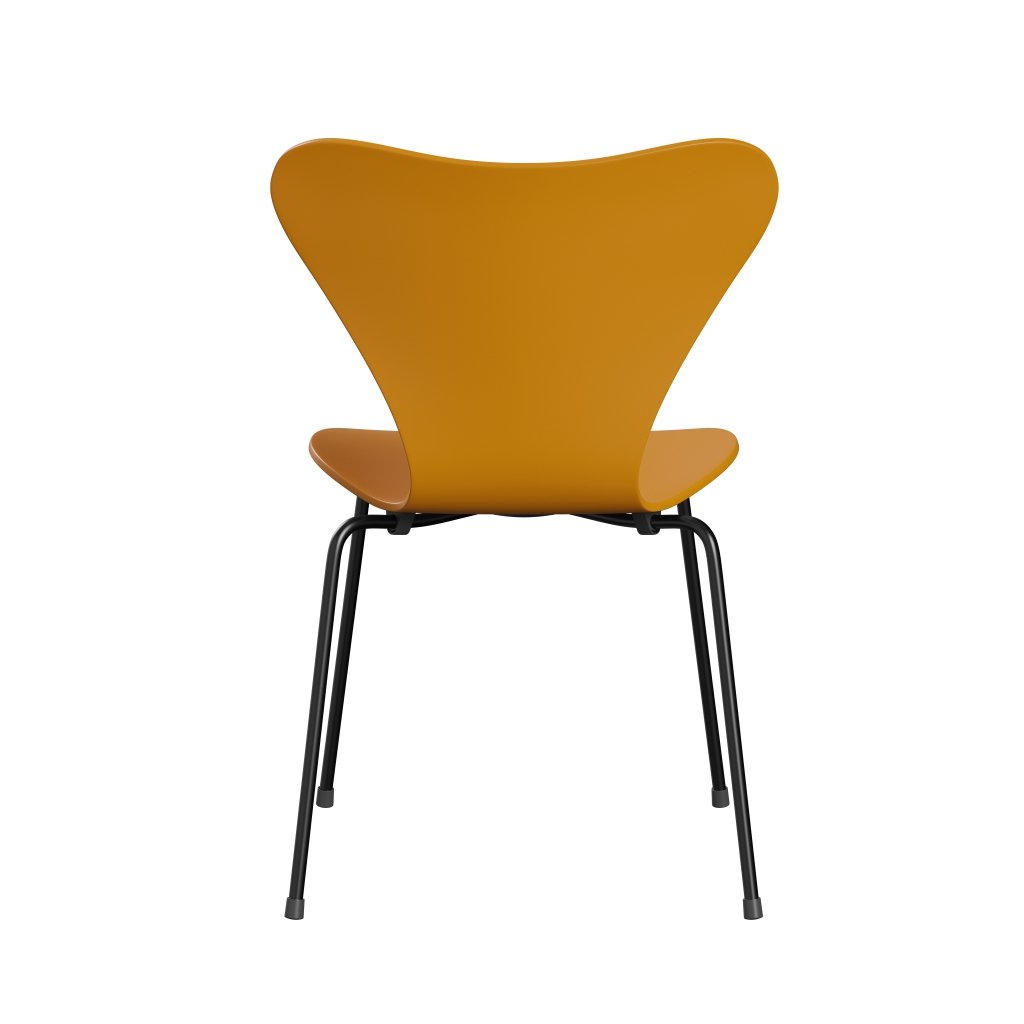 Fritz Hansen 3107 Chair Unupholstered, Black/Lacquered Burnt Yellow