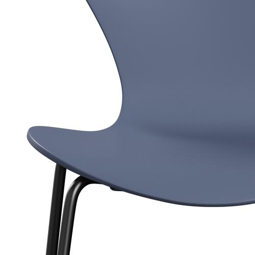 Fritz Hansen 3107 Chair Unupholstered, Black/Lacquered Dusk Blue