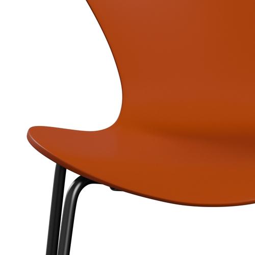 Fritz Hansen 3107 Chair Unupholstered, Black/Lacquered Paradise Orange