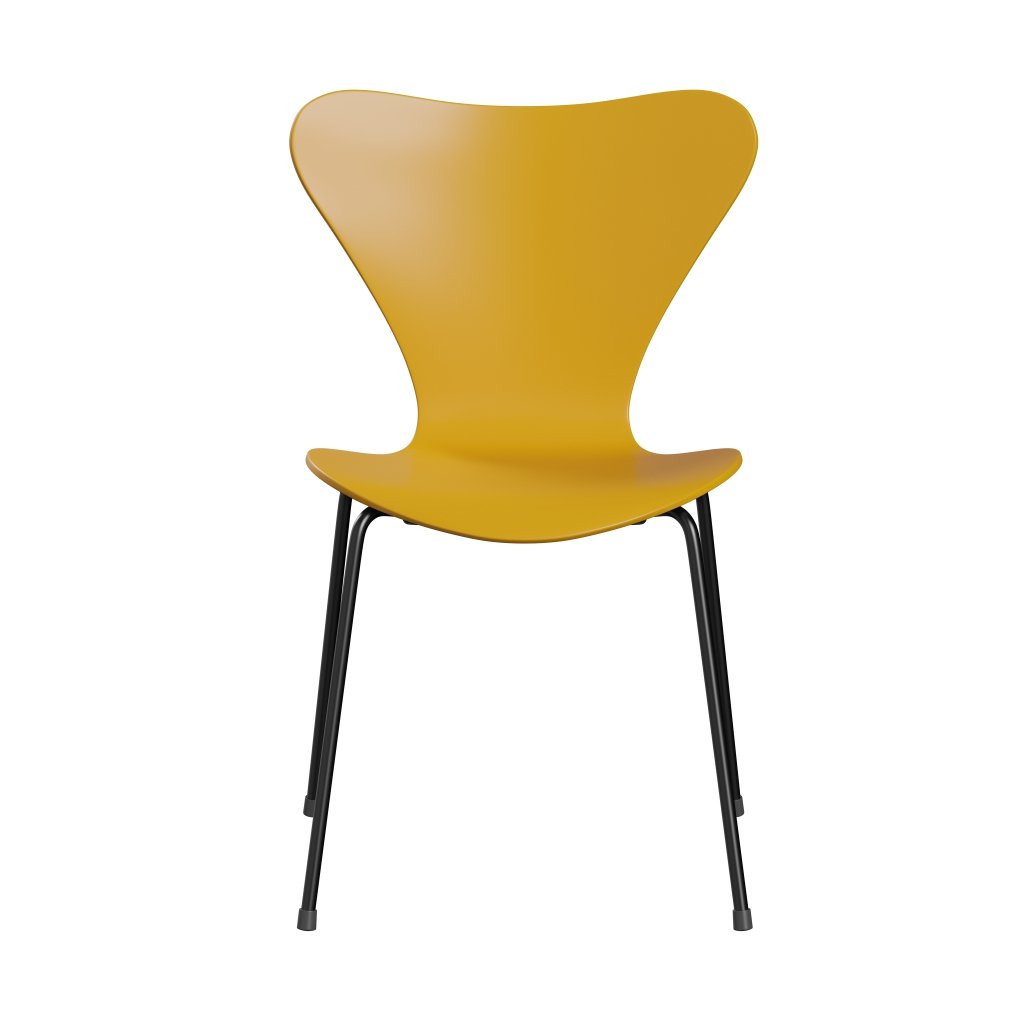 Fritz Hansen 3107 Chair Unupholstered, Black/Lacquered True Yellow