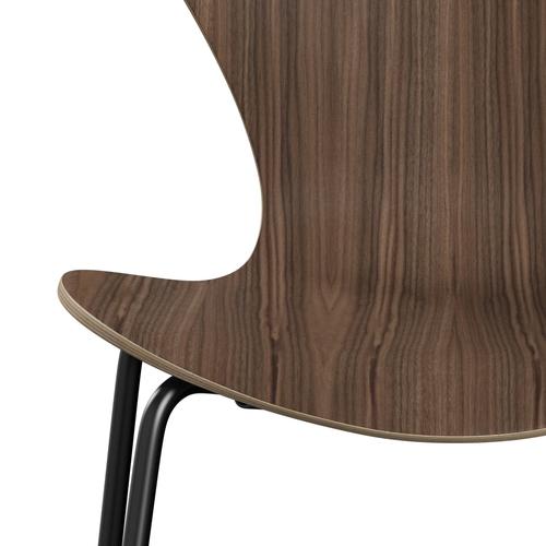 Fritz Hansen 3107 Chair Unupholstered, Black/Walnut Veneer Natural