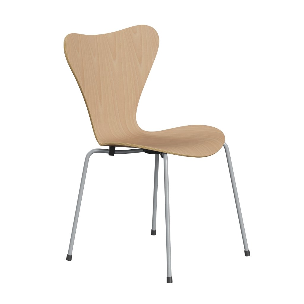 Fritz Hansen 3107 Chair Unupholstered, Silver Grey/Beech Veneer Natural