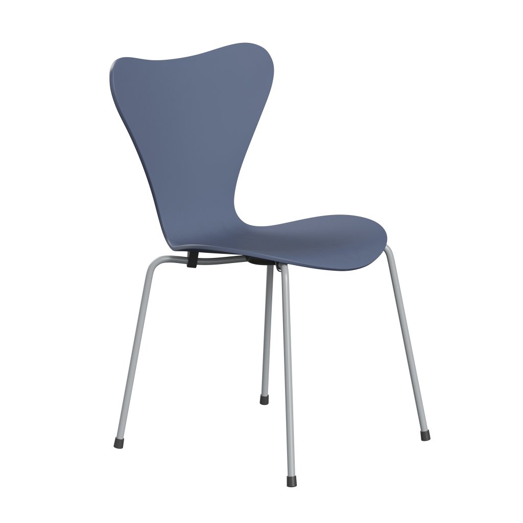 Fritz Hansen 3107 Chair Unupholstered, Silver Grey/Dyed Ash Dusk Blue