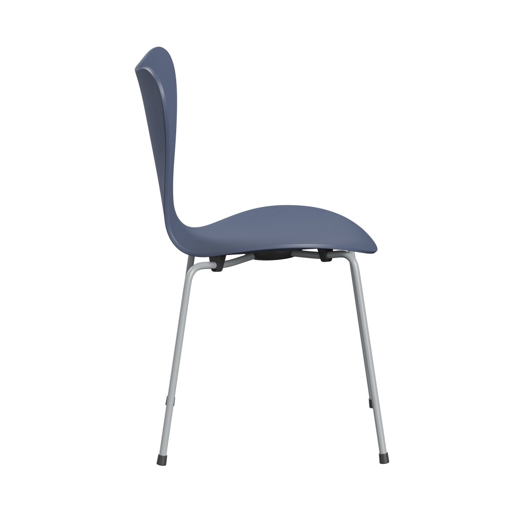 Fritz Hansen 3107 Chair Unupholstered, Silver Grey/Dyed Ash Dusk Blue