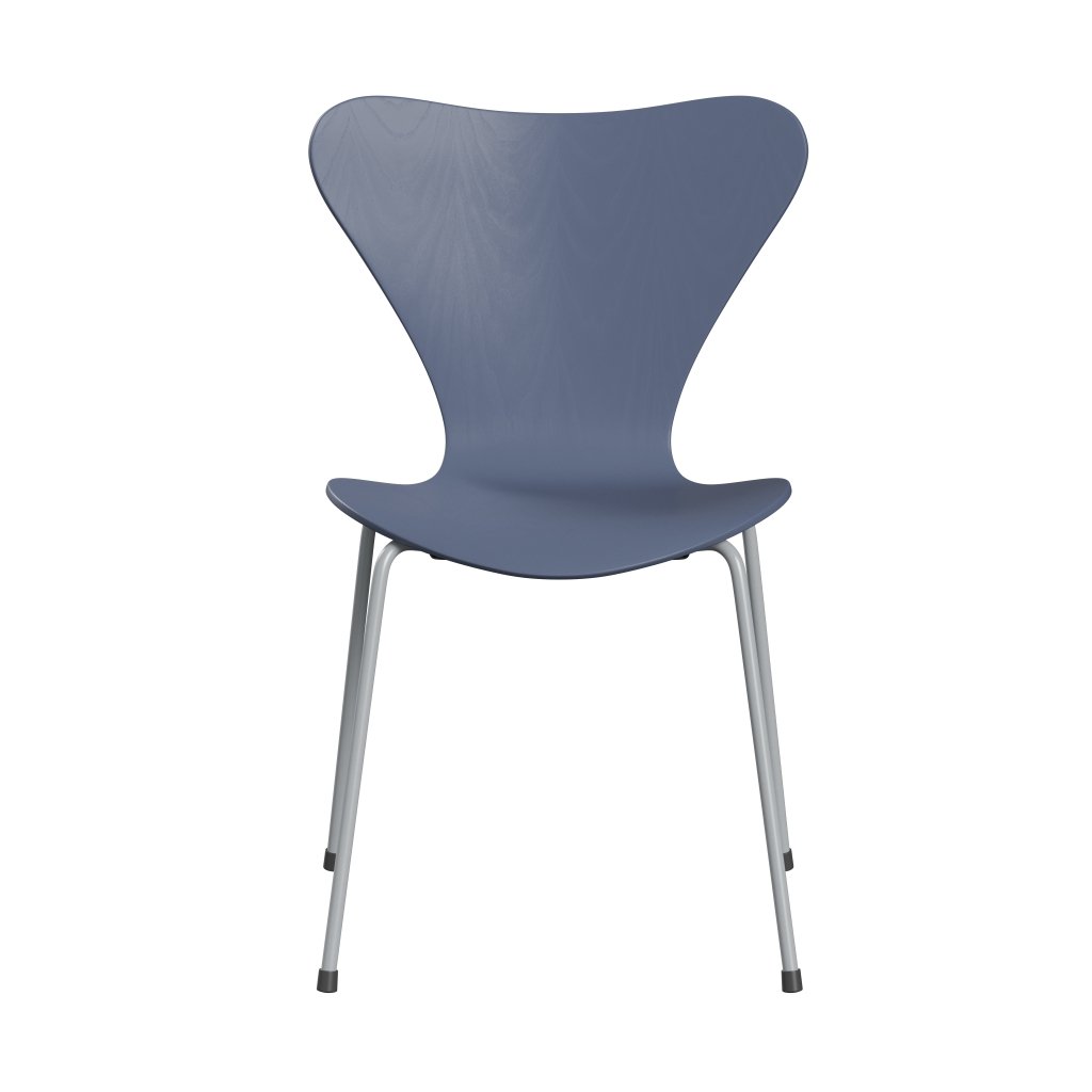 Fritz Hansen 3107 Chair Unupholstered, Silver Grey/Dyed Ash Dusk Blue