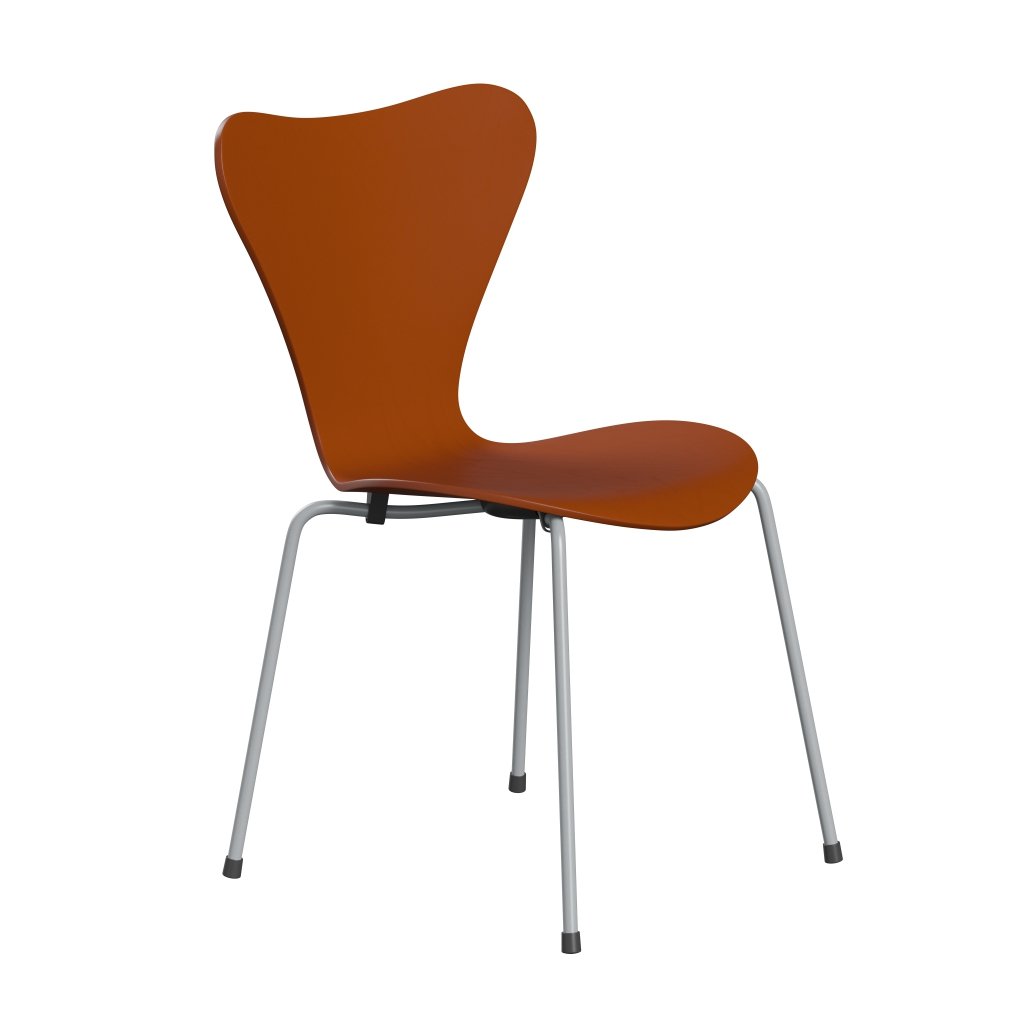 Fritz Hansen 3107 Chair Unupholstered, Silver Grey/Dyed Ash Paradise Orange