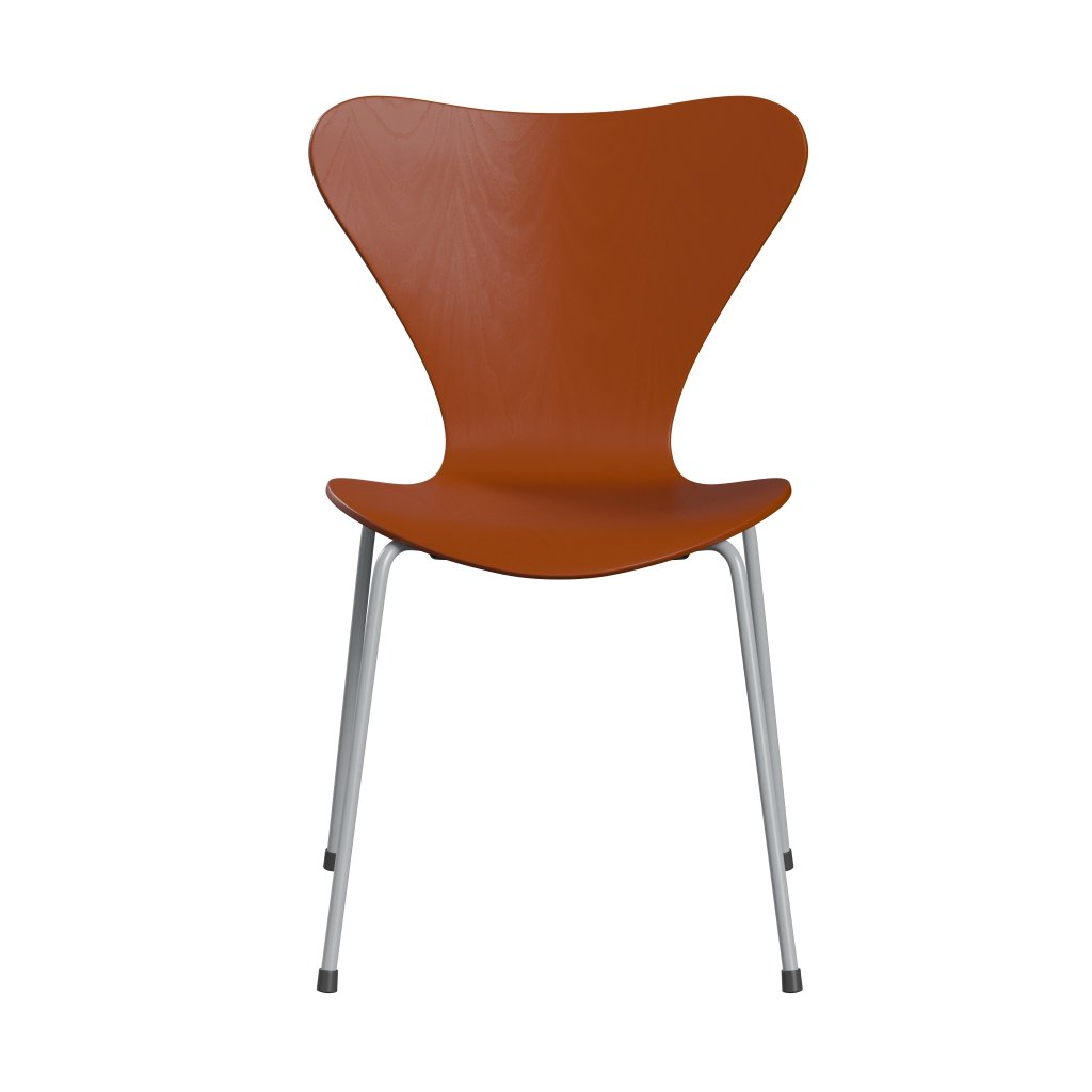 Fritz Hansen 3107 Chair Unupholstered, Silver Grey/Dyed Ash Paradise Orange