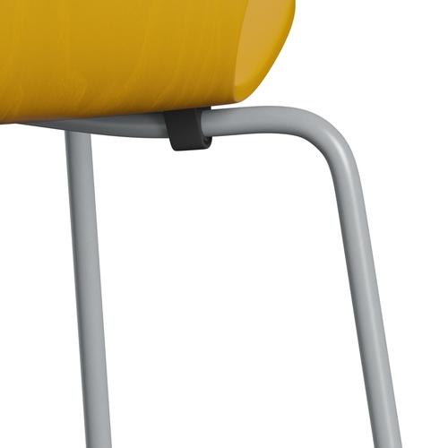 Fritz Hansen 3107 Chair Unupholstered, Silver Grey/Coloured Ash True Yellow