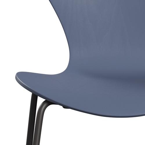 Fritz Hansen 3107 Chair Unupholstered, Warm Graphite/Dyed Ash Dusk Blue