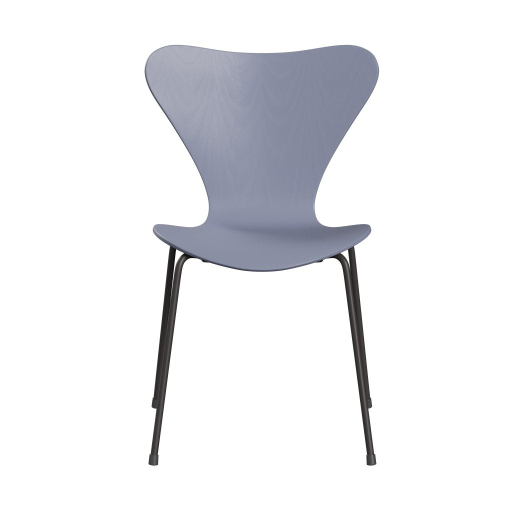 Fritz Hansen 3107 Chair Unupholstered, Warm Graphite/Dyed Ash Lavender Blue