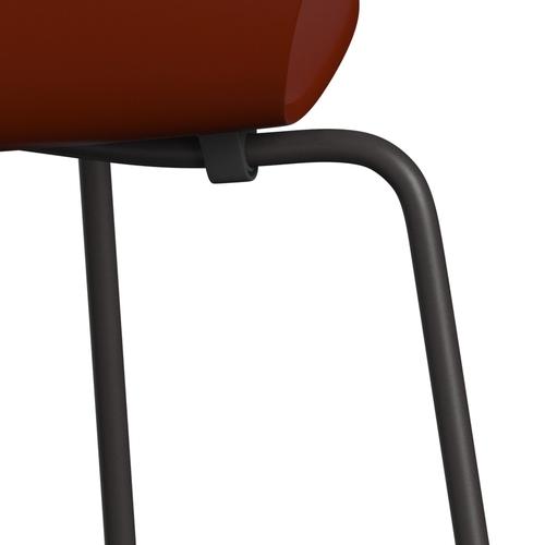 Fritz Hansen 3107 Chair Unupholstered, Warm Graphite/Lacquered Venetian Red