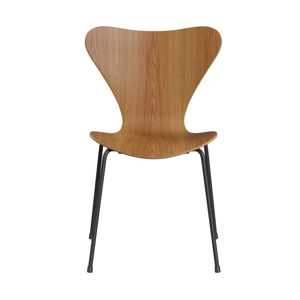 Fritz Hansen 3107 Krzesło niezapicerowane, ciepły grafit/elm fornir naturalny